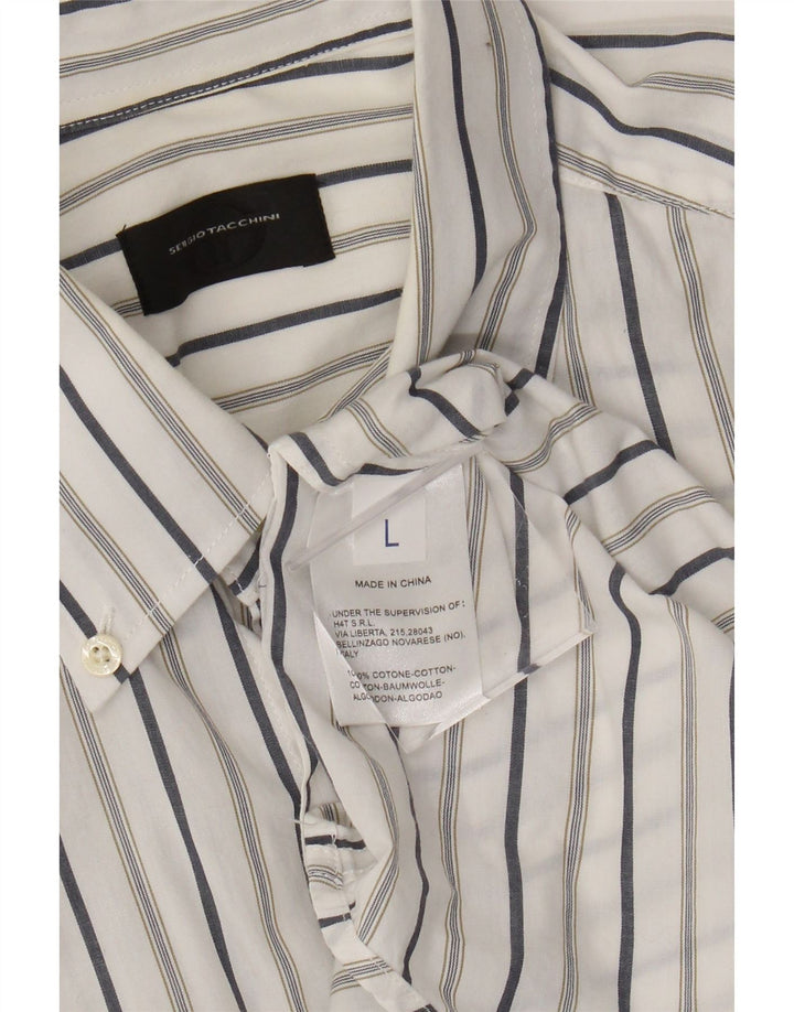 Sergio Tacchini Camisa Hombre Grande Algodón Rayas Blancas