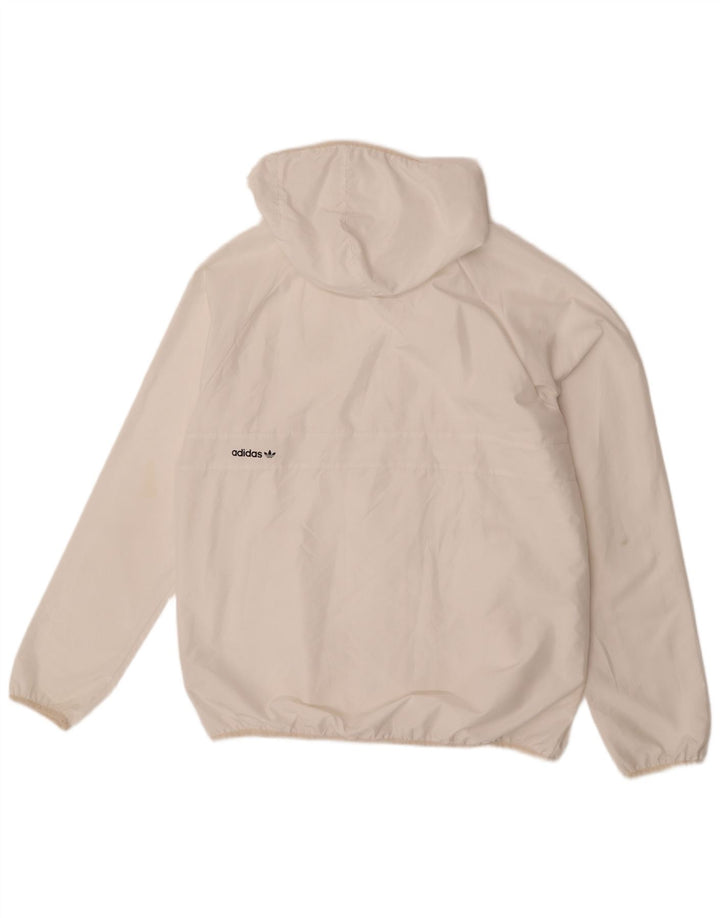 Adidas - Chaqueta cortavientos con capucha Climalite para hombre, talla 40, poliéster blanco grande