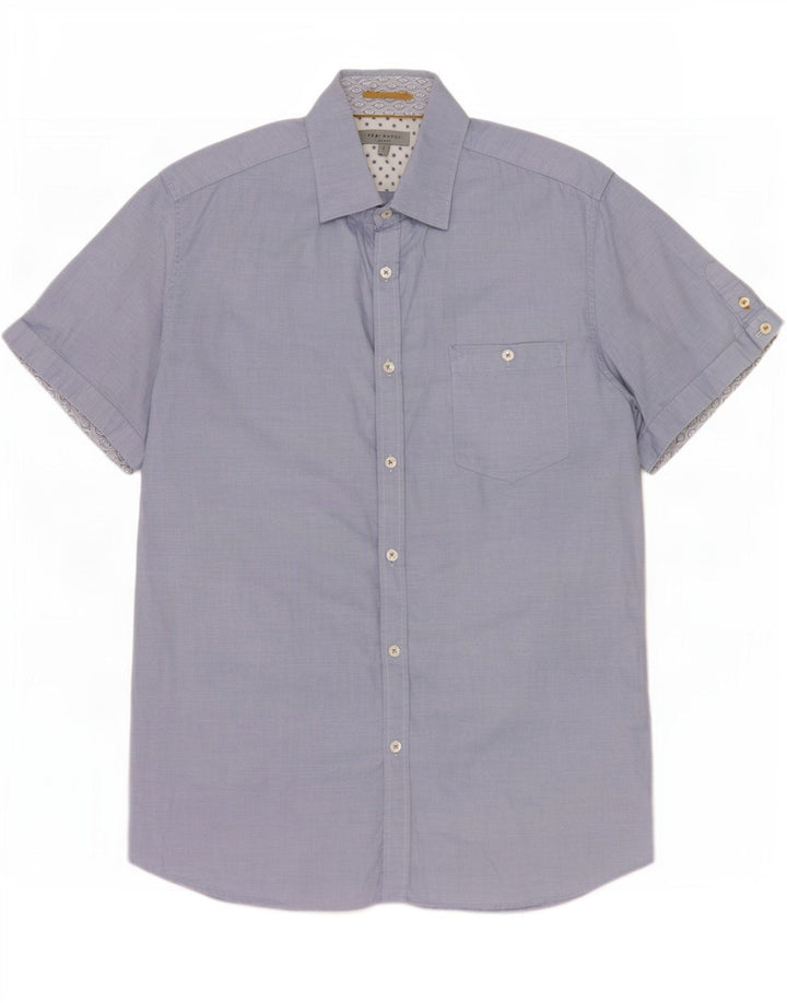 Ted Baker Camisa de manga corta para hombre Talla 4 Grande Algodón azul