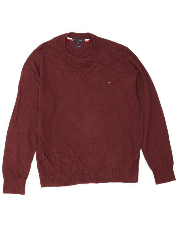 Tommy Hilfiger Jersey con Cuello Redondo para Hombre XL Granate Algodón