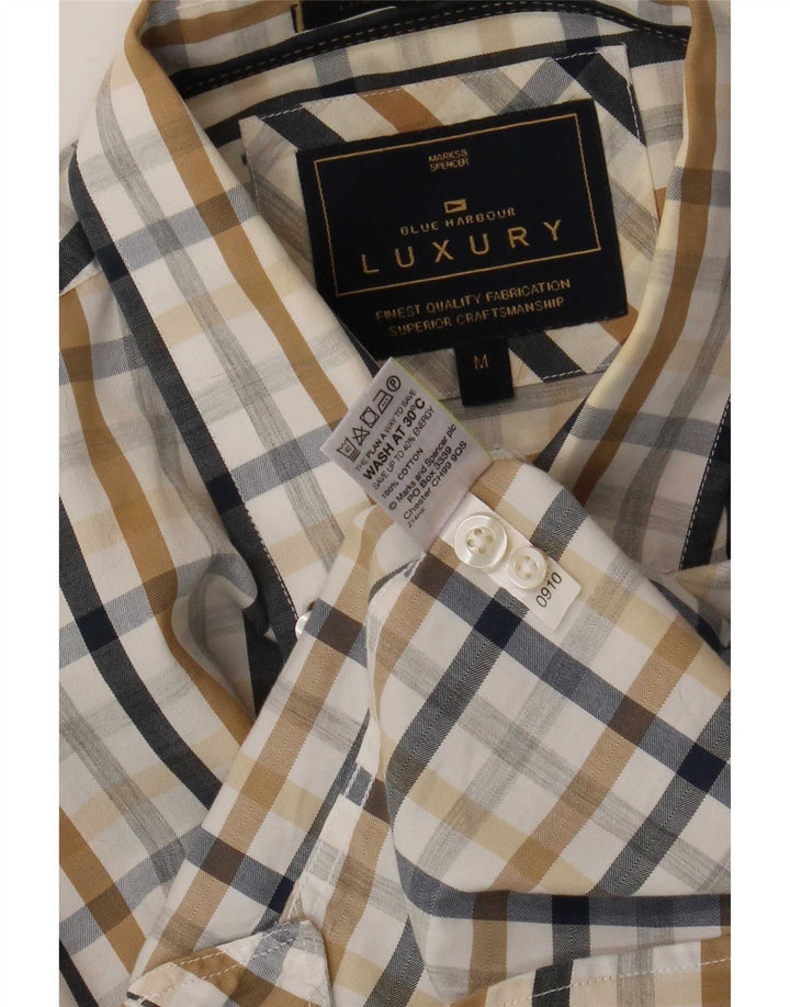 Camisa Marks & Spencer Hombre Azul Harbor Algodón A Cuadros Multicolor Mediano