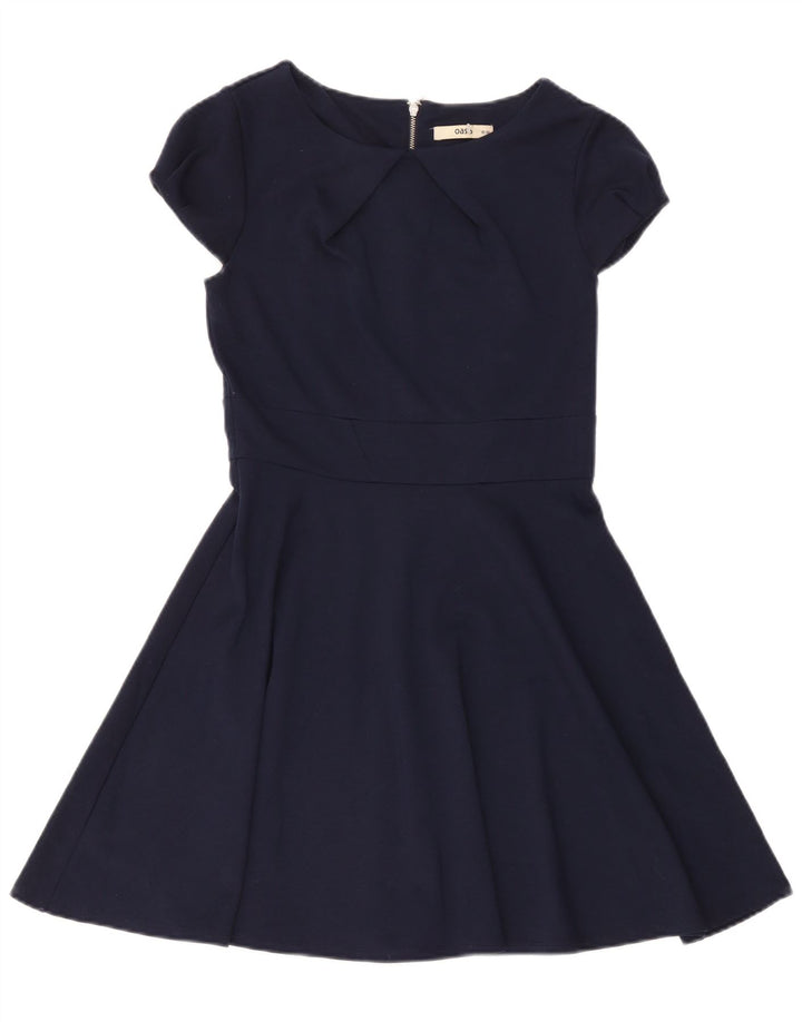 Oasis Vestido acampanado para mujer UK 40 Pequeño Poliéster azul marino