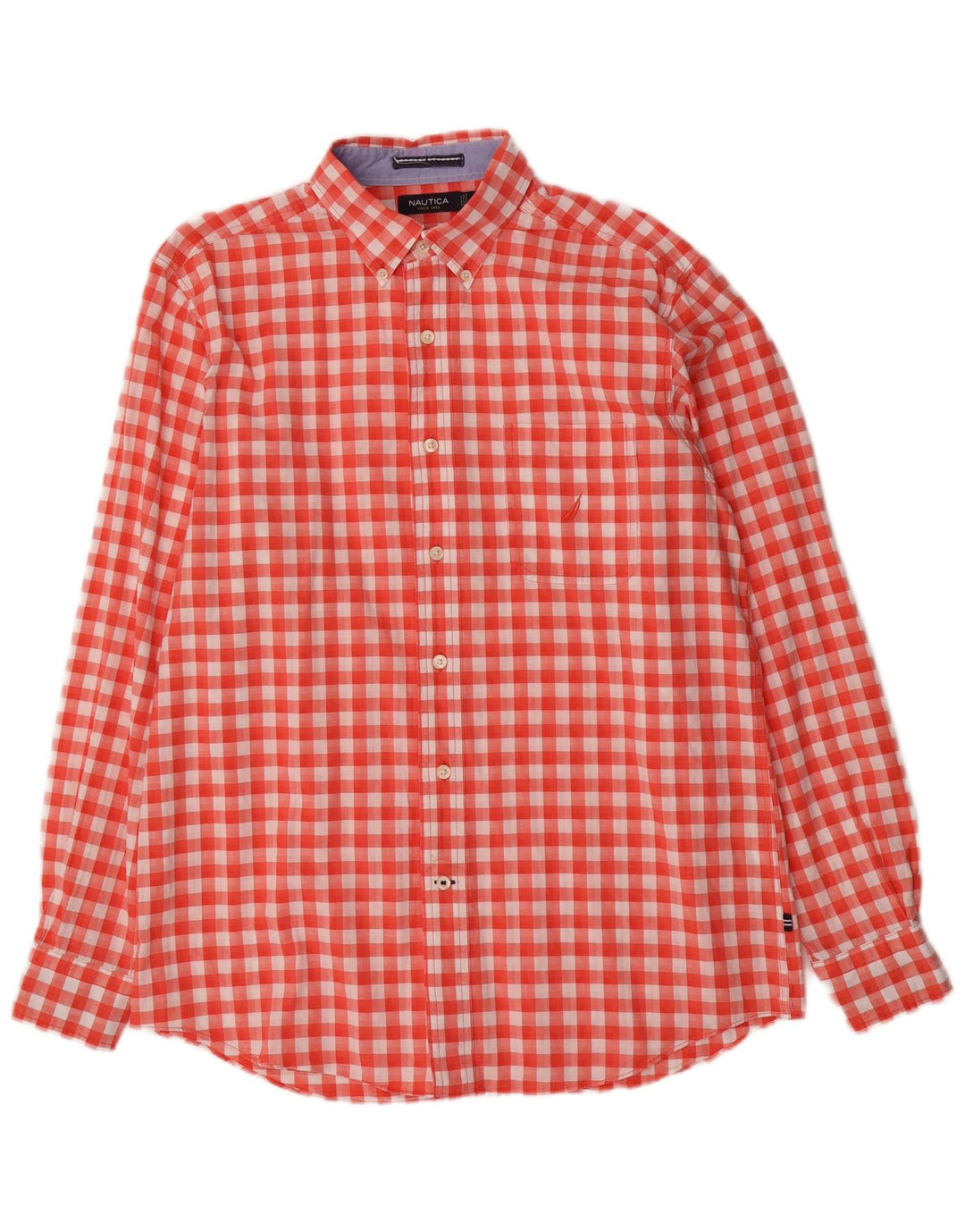 Camisa Nautica Hombre Algodón Vichy Rojo Mediano