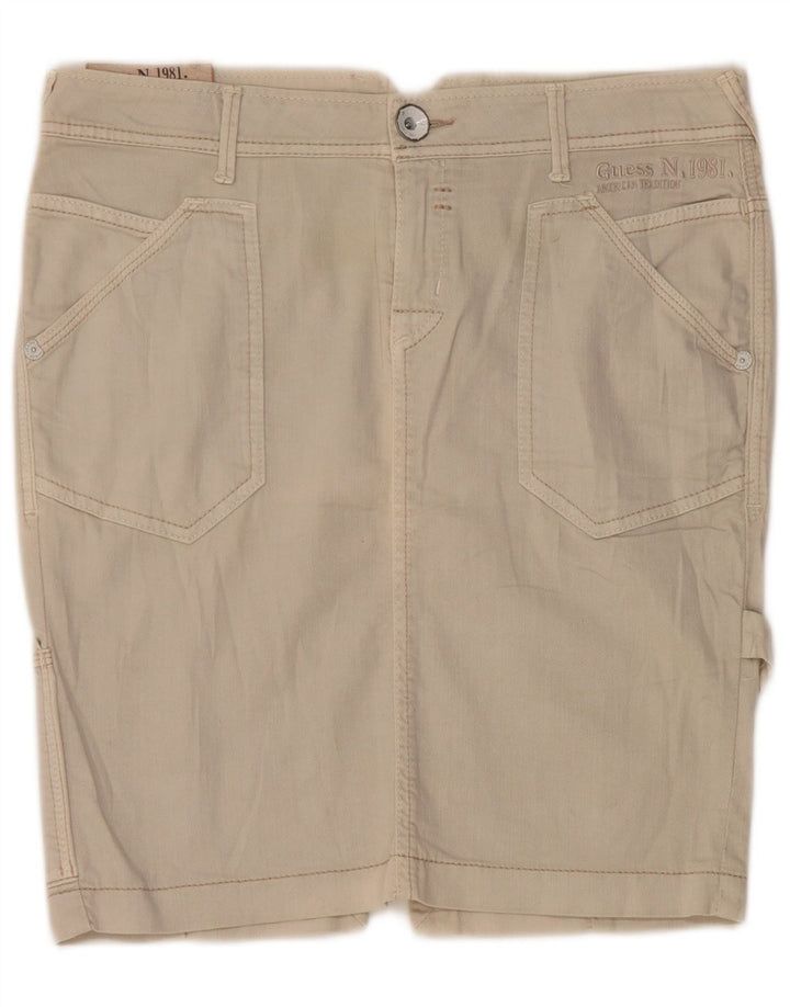 Falda Guess Mujer Denim Cargo W28 Algodón Beige Medio