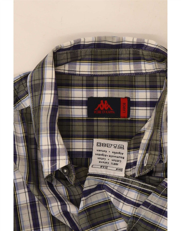 Camisa Kappa Hombre Large Verde Cuadros Algodón