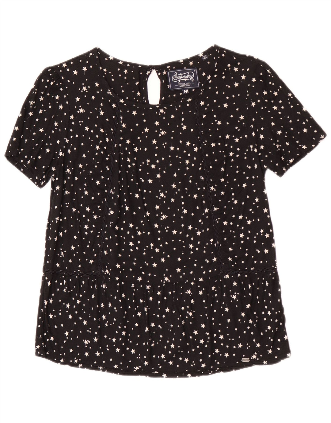 Blusa Superdry para mujer, talla 40, viscosa con lunares negros medianos