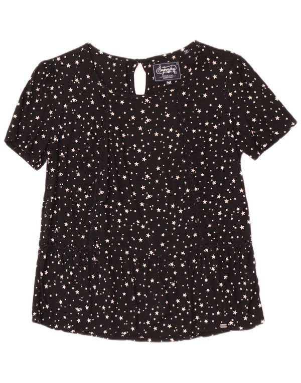Blusa Superdry para mujer, talla 40, viscosa con lunares negros medianos