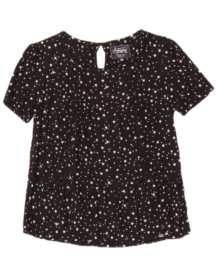 Blusa Superdry para mujer, talla 40, viscosa con lunares negros medianos
