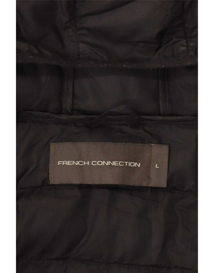 French Connection Chaqueta acolchada con capucha para hombre UK 40 Large Negro