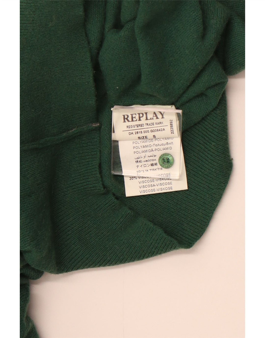 REPLAY Suéter tipo cárdigan para mujer UK 10 Small Green Polyamide