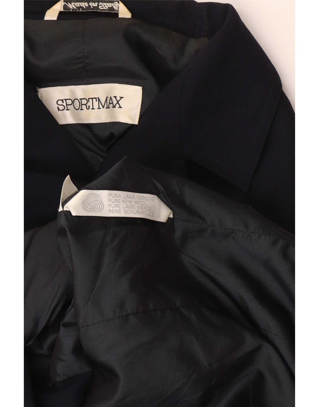 Sportmax Chaqueta Blazer para Mujer UK 12 Mediana Lana Azul Marino