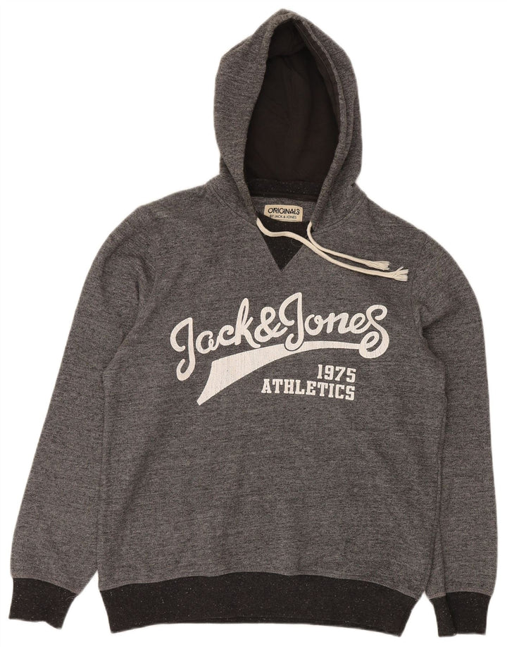 Jack & Jones Hombre Sudadera Con Capucha Gráfica Jersey De Poliéster Moteado Gris Medio