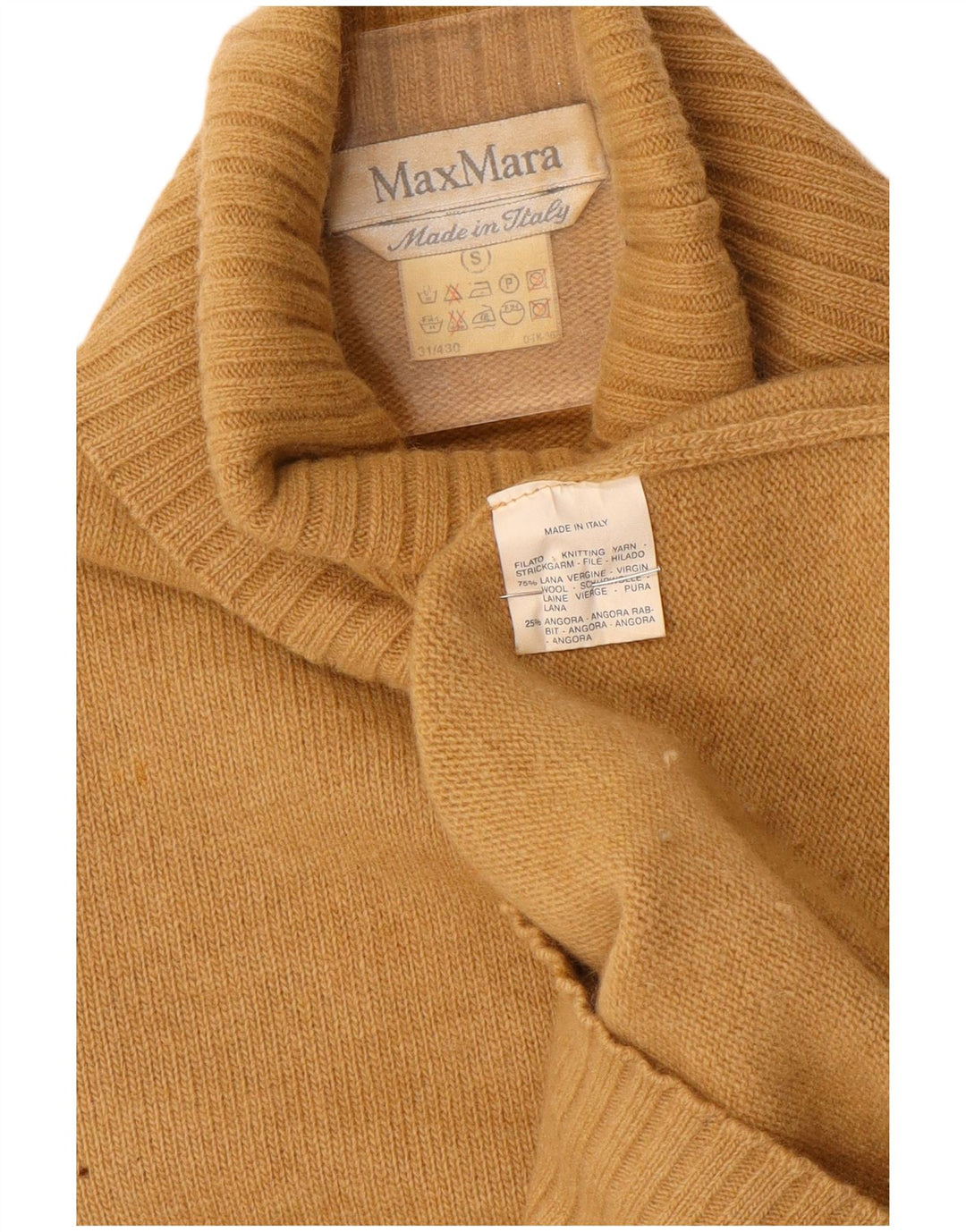 MAX MARA Suéter oversize con cuello vuelto para mujer UK 10 Small Brown Wool