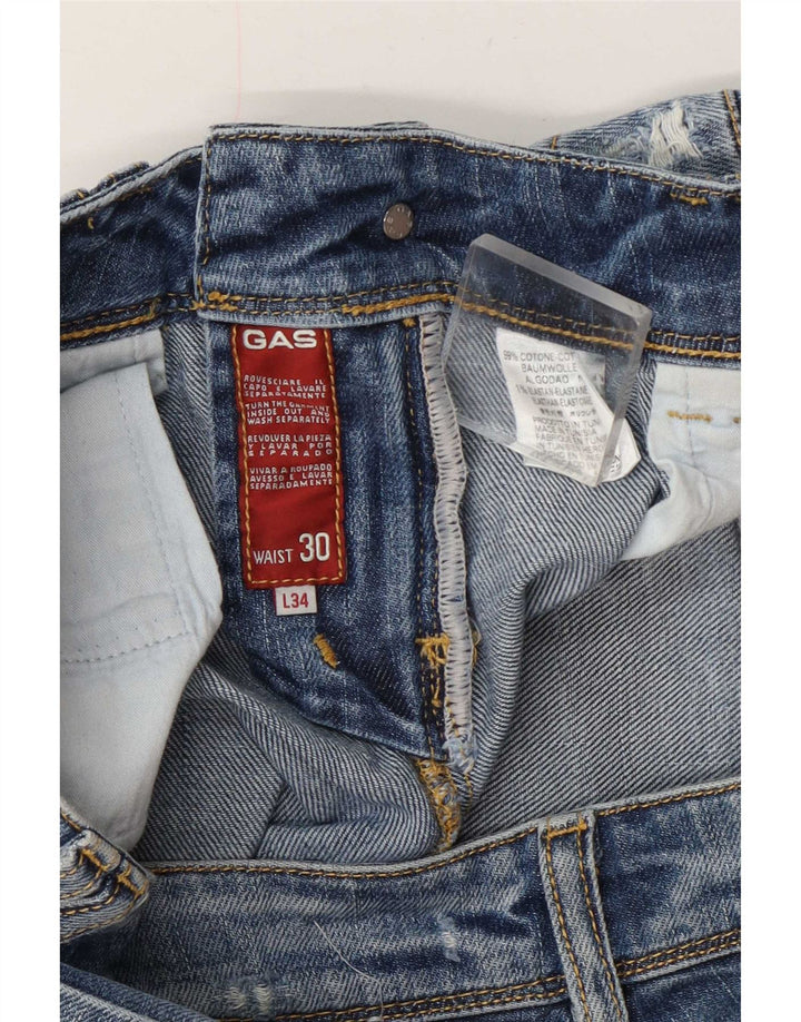 Jeans Rectos Desgastados Mujer Gas W30 L30 Algodón Azul