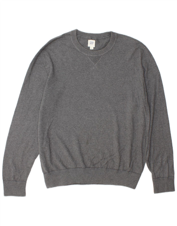 Gap Jersey De Cuello Redondo Para Hombre Jersey De Algodón Gris Grande