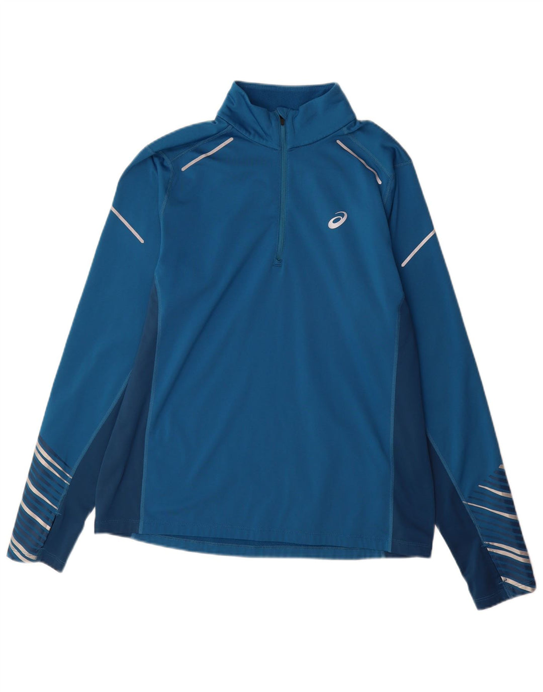 Asics Hombre Jersey Chándal Top Grande Azul Colorblock Poliéster Deportes