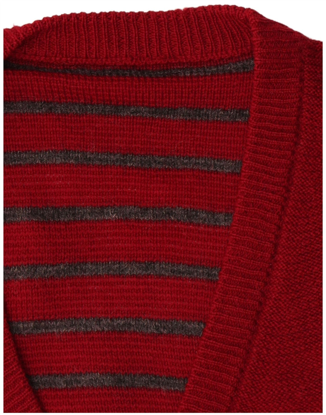 Vintage hombre cardigan suéter grande rojo colorblock