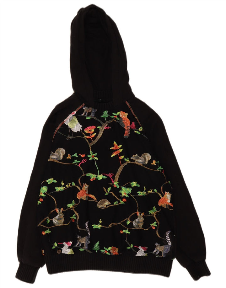 Desigual - Sudadera con capucha para mujer, diseño gráfico, talla grande, poliéster, color negro