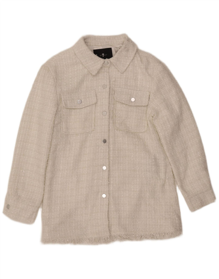 7 FOR ALL MANKIND Chaqueta bomber para mujer UK 42 Mediana Poliéster blanco