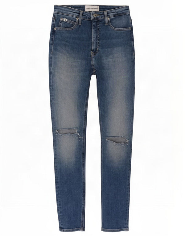 Calvin Klein Jeans Ajustados Desgastados para Mujer W27 L27 Algodón Azul