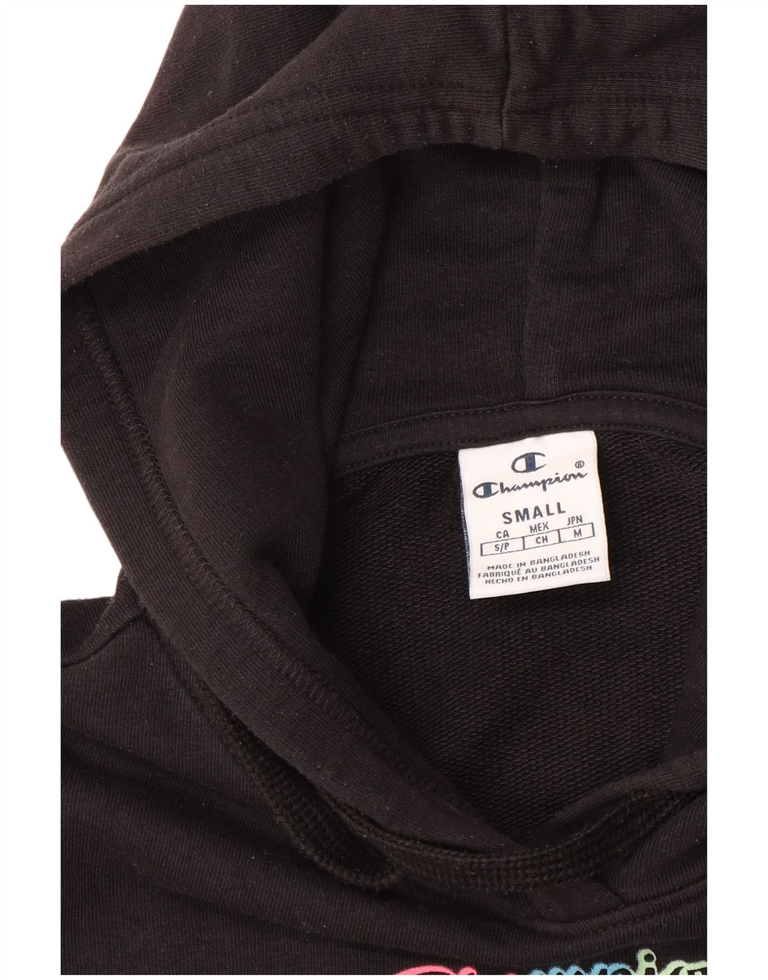 Champion Sudadera con capucha gráfica de gran tamaño para mujer UK 10 Small Black