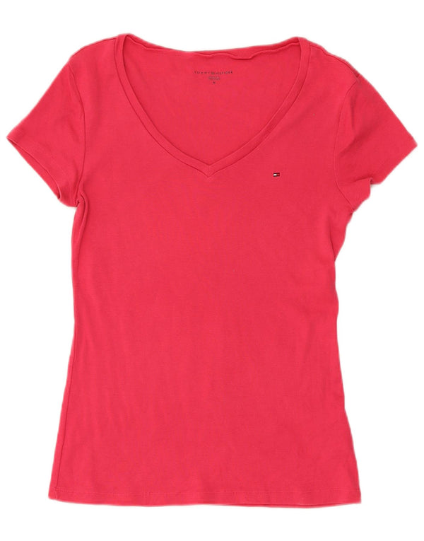 Tommy Hilfiger Camiseta Slim Fit de Manga Corta para Mujer UK 12 Medium Red