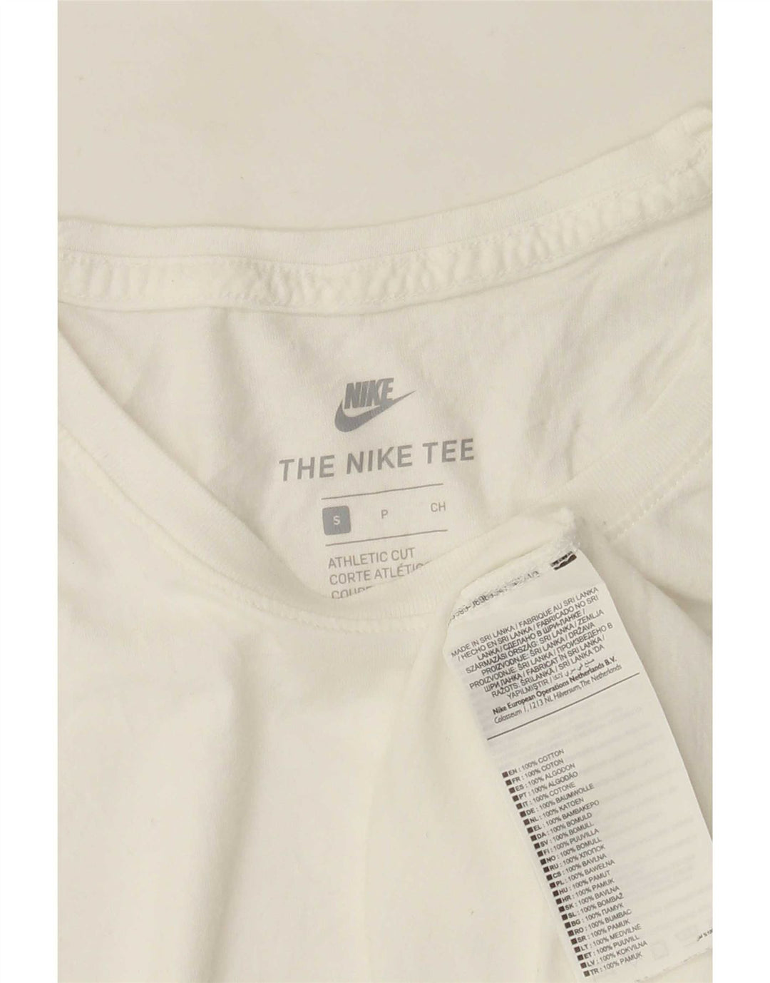 Nike Camiseta de corte atlético para hombre, talla pequeña, algodón blanco