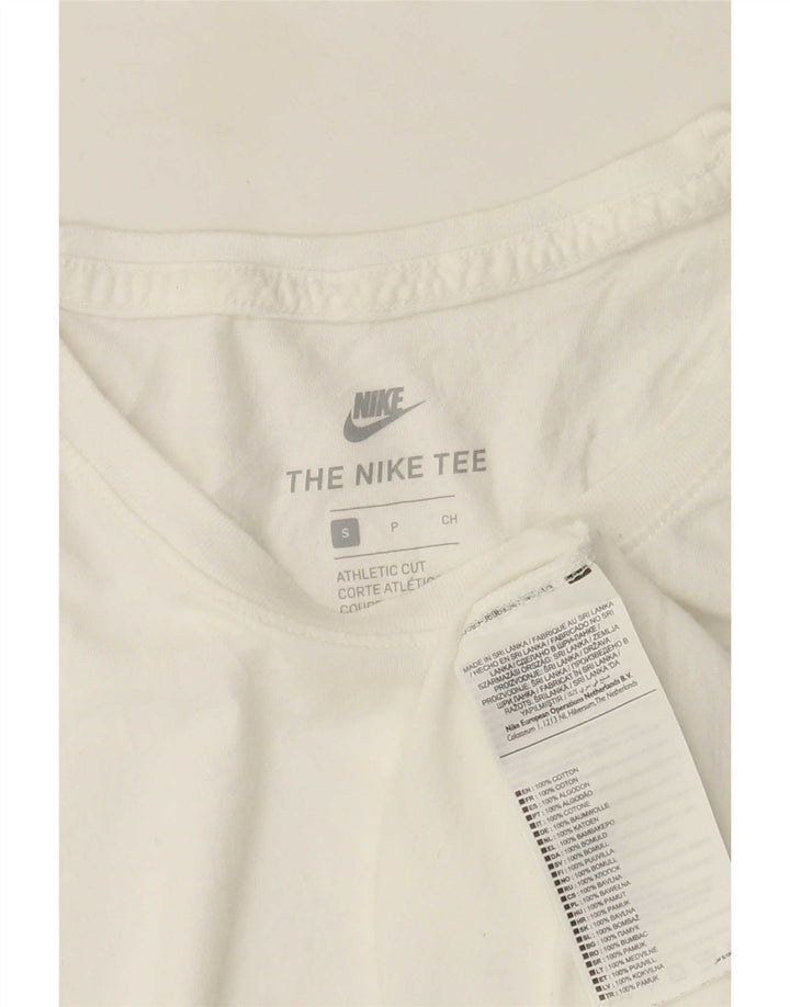 Nike Camiseta de corte atlético para hombre, talla pequeña, algodón blanco