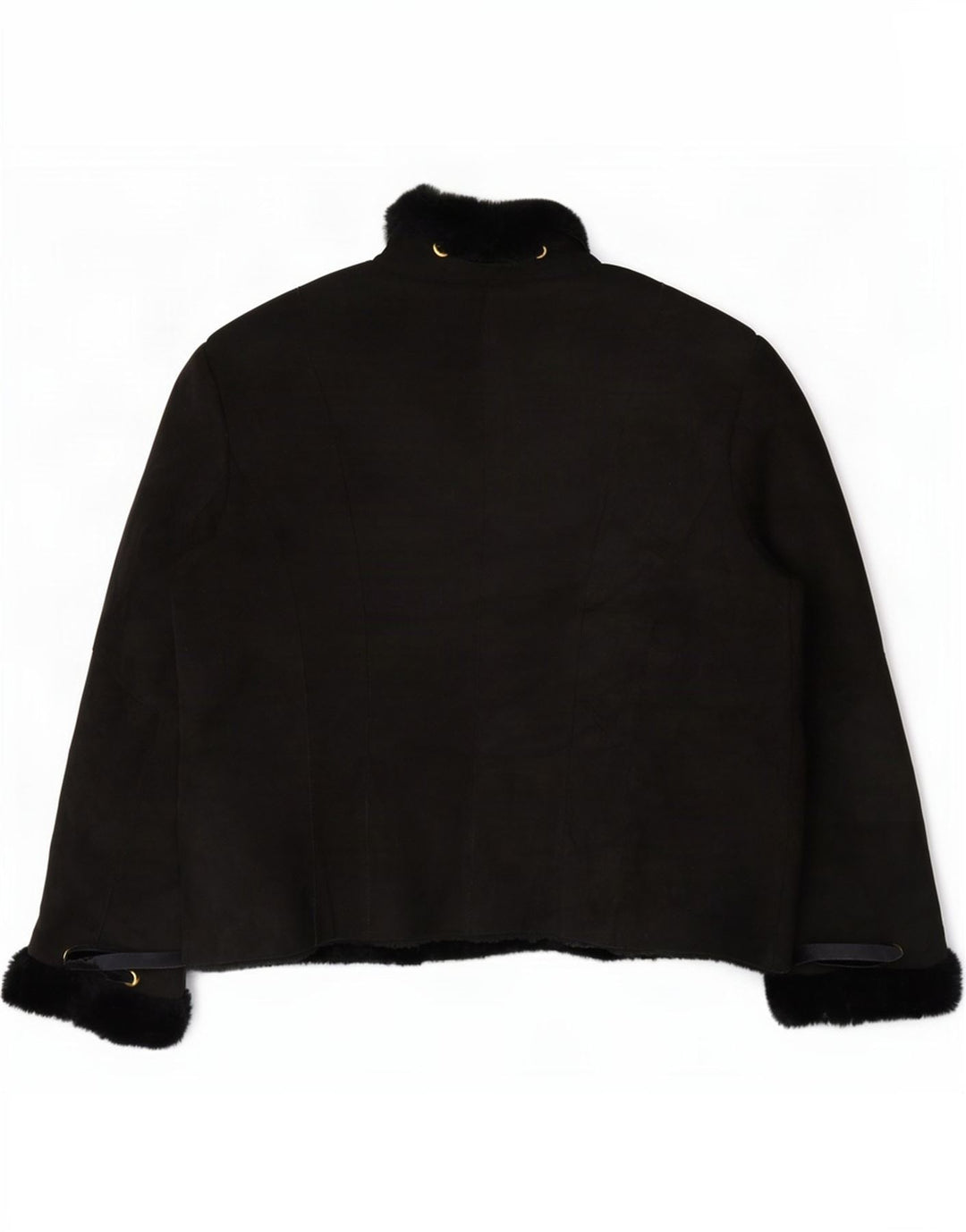 Vintage mujer shearling chaqueta IT 46 grande negro