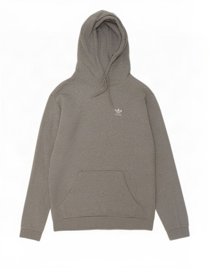 Adidas Hombre Sudadera Con Capucha Jumper Gris Medio Algodón