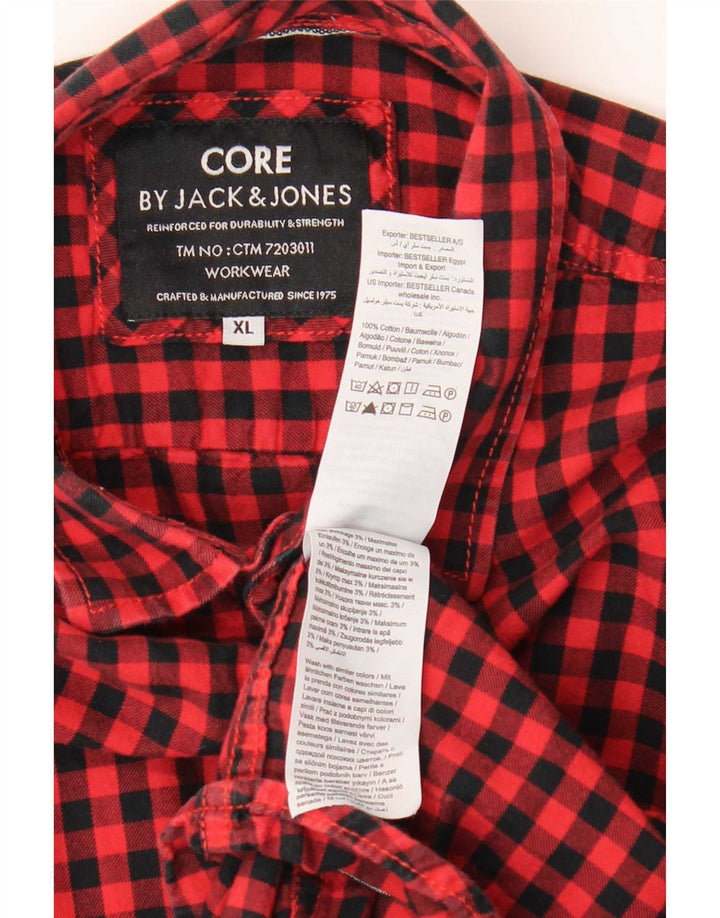 Camisa Jack & Jones Hombre XL Algodón Vichy Rojo