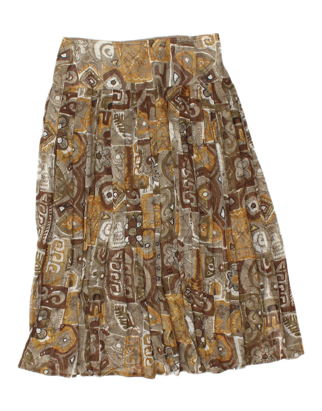 Falda plisada vintage para mujer W30 Patchwork marrón medio