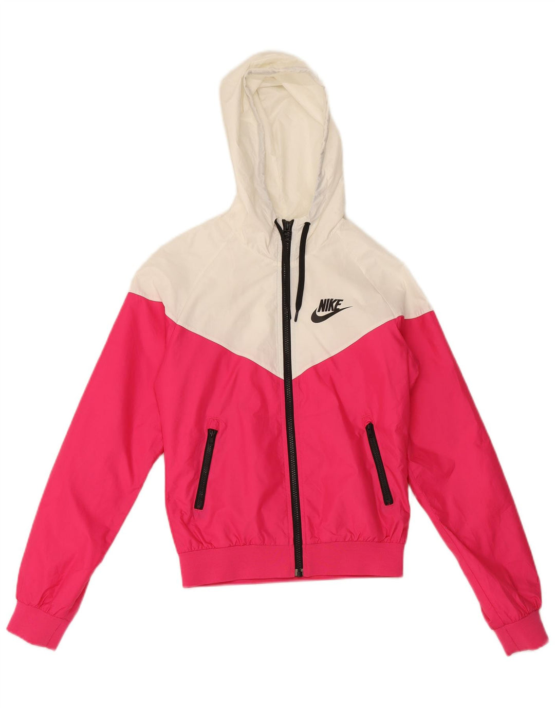 Nike Chaqueta impermeable con capucha para mujer UK 10 Small Pink Colourblock Poliéster