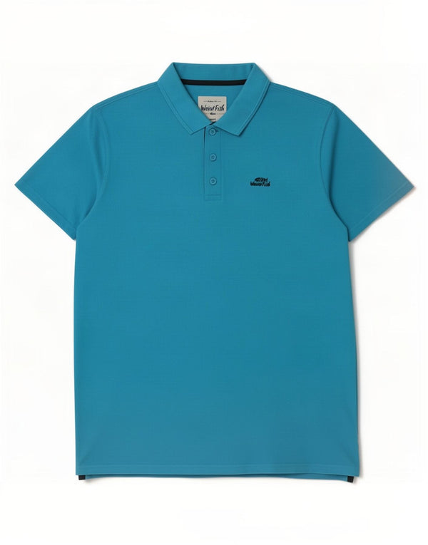 Weird Fish Polo para hombre de algodón azul grande