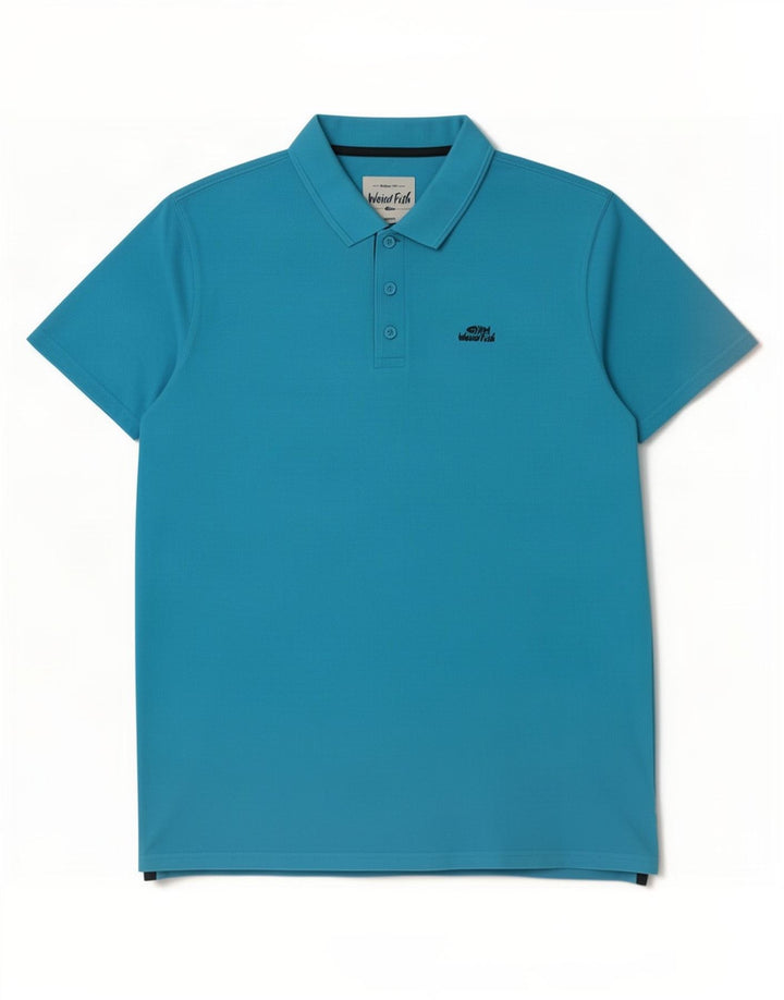 Weird Fish Polo para hombre de algodón azul grande