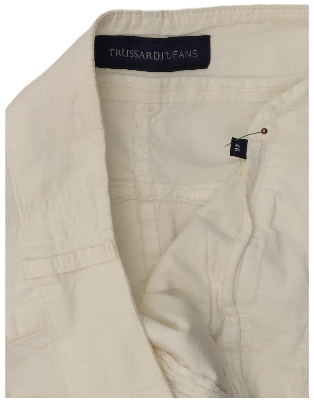 TRUSSARDI Pantalones informales rectos para mujer IT 46 Large W30 L32 Blanco
