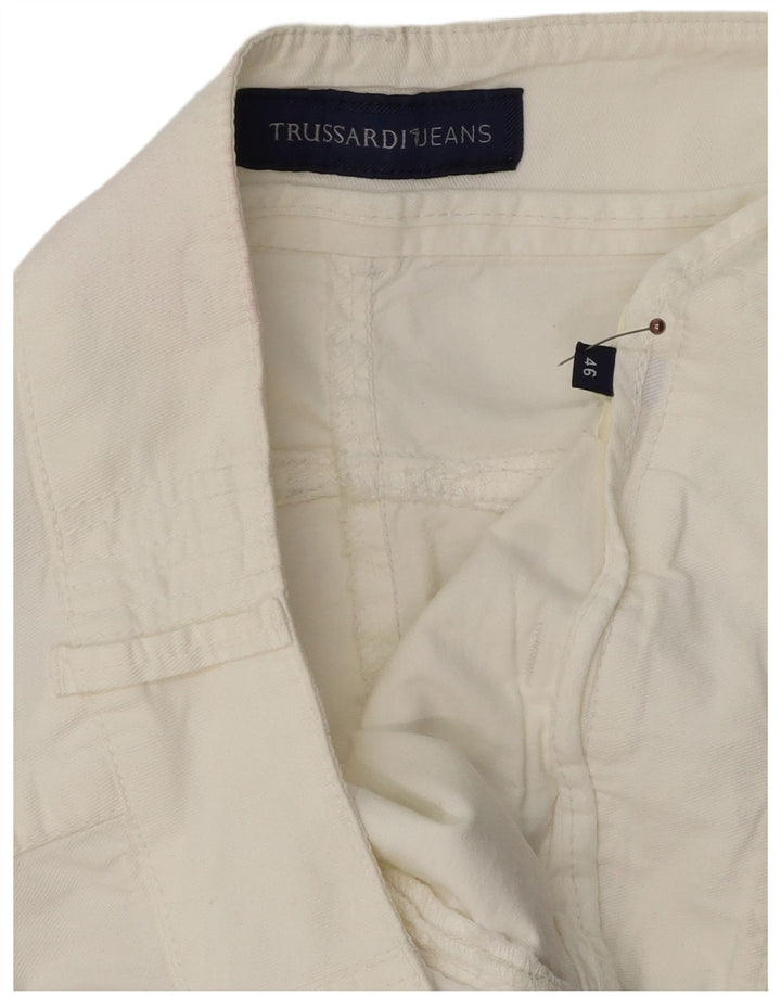 TRUSSARDI Pantalones informales rectos para mujer IT 46 Large W30 L32 Blanco