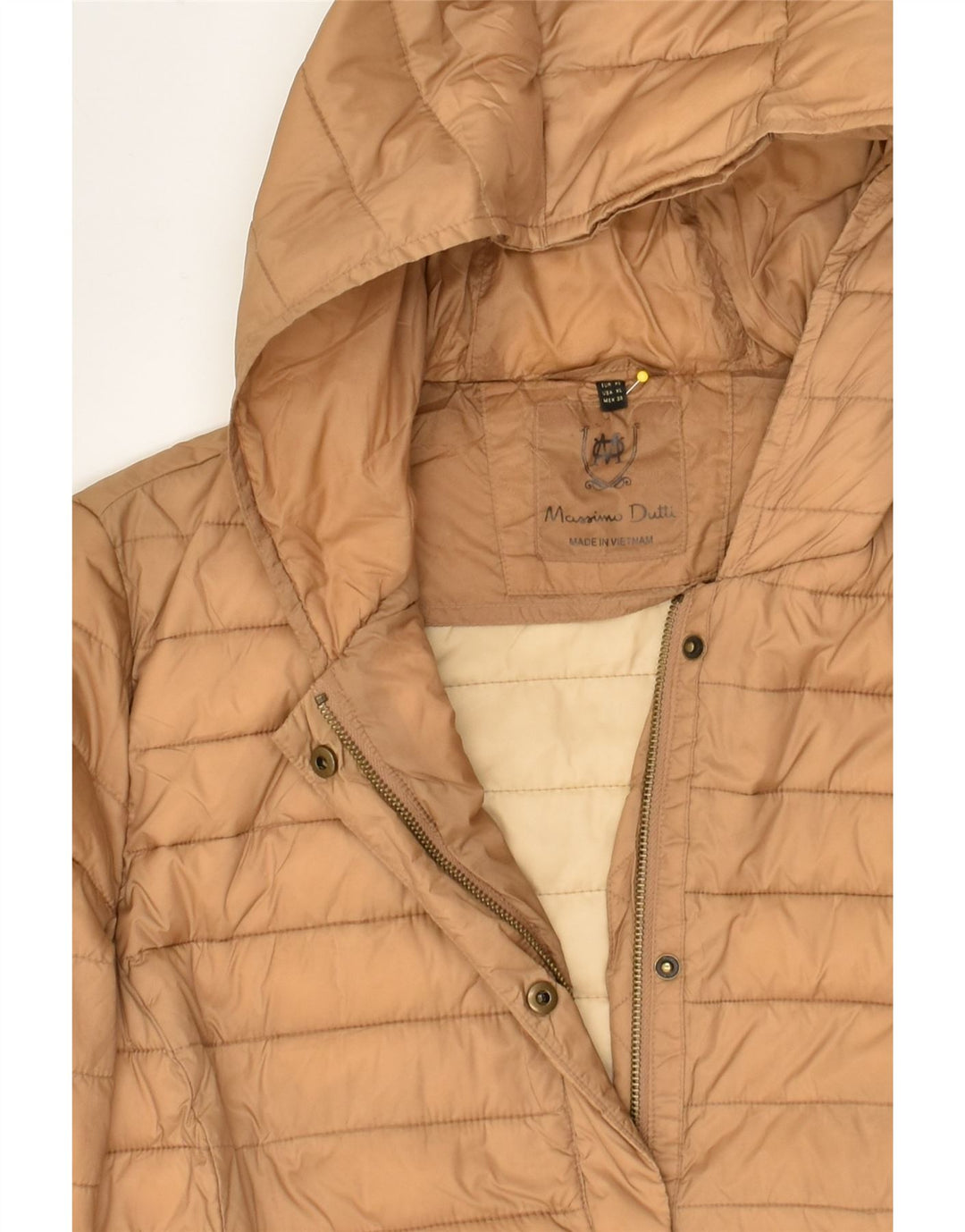 MASSIMO DUTTI Womens Hooded Padded Jacket UK 18 XL Brown Nylon | Vintage Massimo Dutti | Thrift | Second-Hand Massimo Dutti | Used Clothing | Messina Hembry 