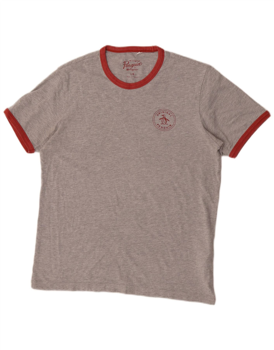 Penguin - Camiseta para hombre, talla grande, algodón gris