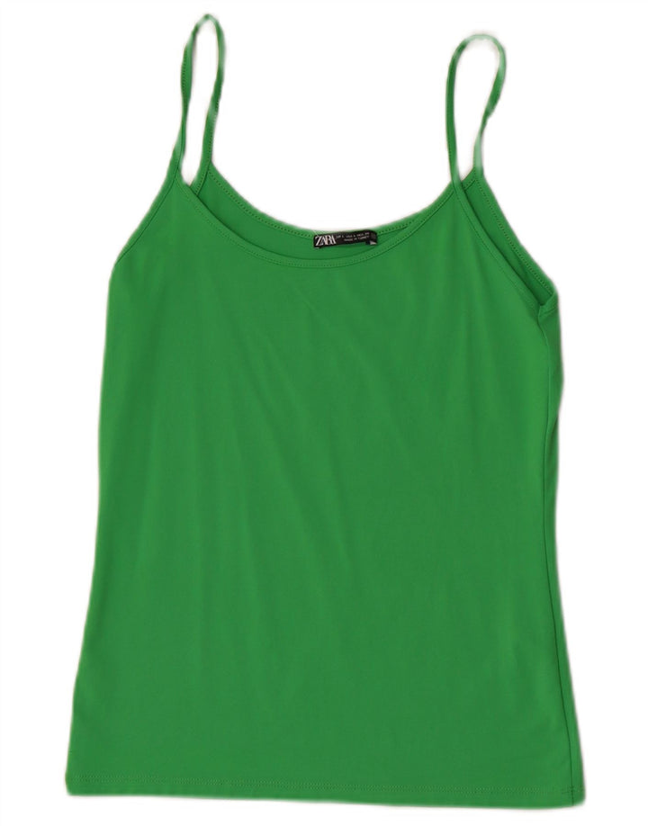 Zara Mujer Cami Top UK 44 Grande Poliamida Verde