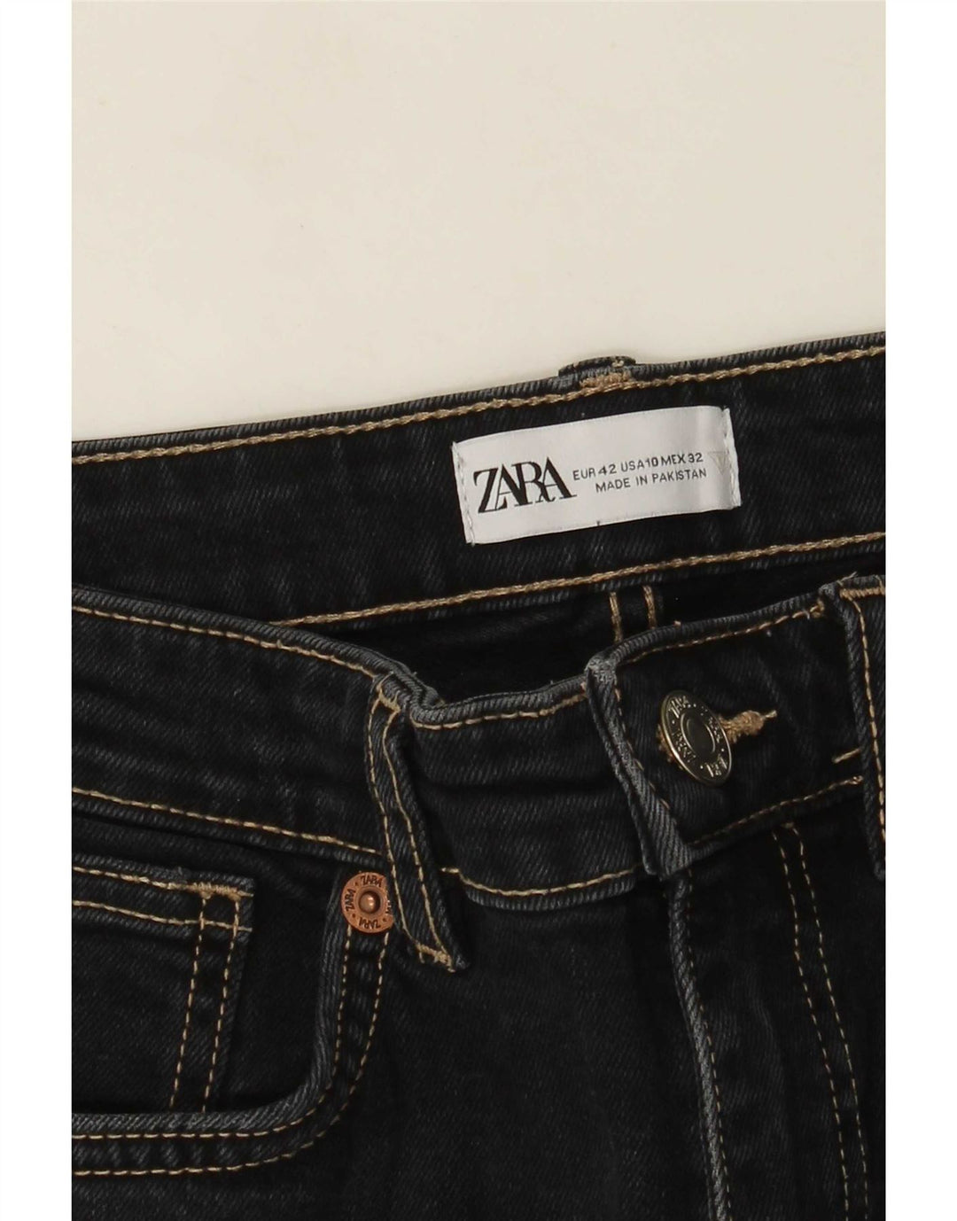 Zara Mujer Crop Bootcut Jeans EU 42 Large W32 L26 Negro