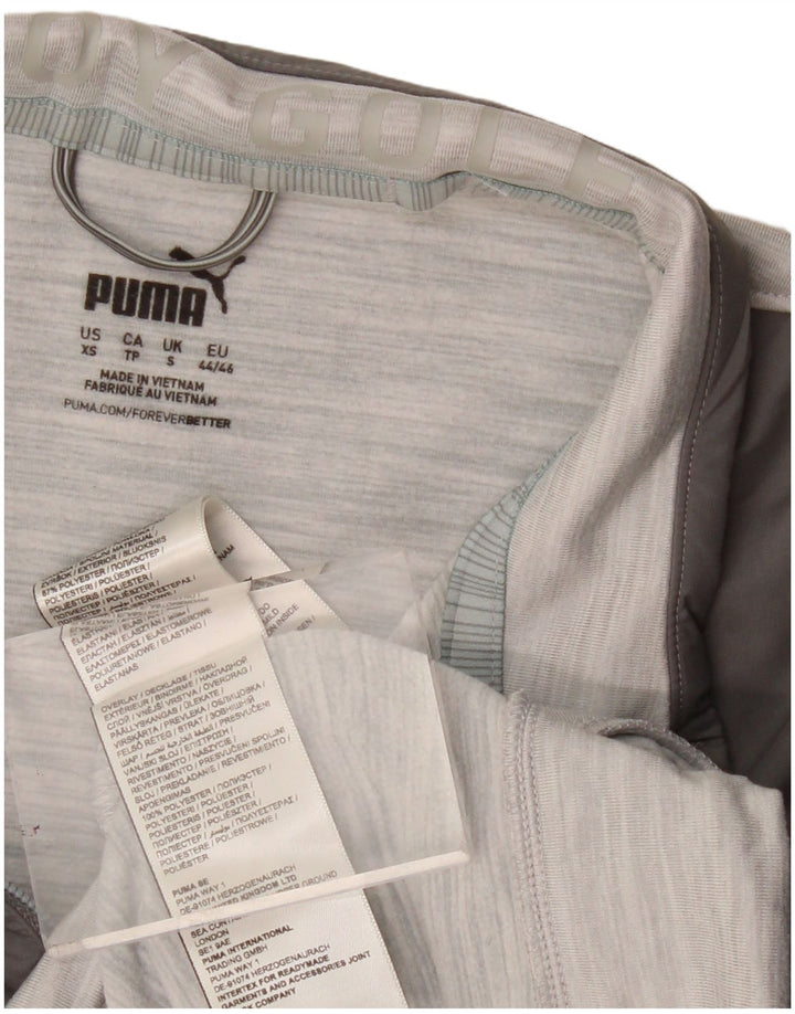 PUMA Sudadera con cuello y cremallera para hombre, jersey pequeño de poliéster con bloques de color gris
