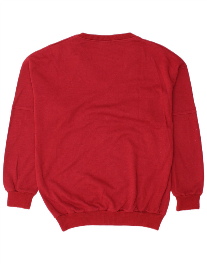 VINTAGE Hombres V-Cuello Jumper Suéter Grande Rojo Poliacrílico