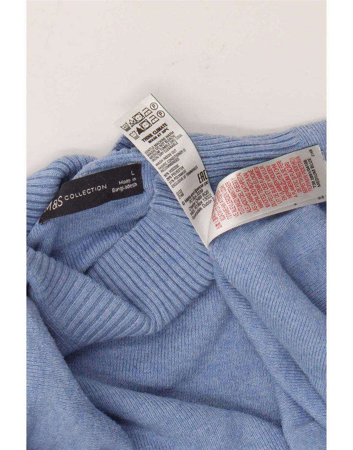 Marks & Spencer Suéter con Cuello Alto para Mujer UK 46 Grande Azul