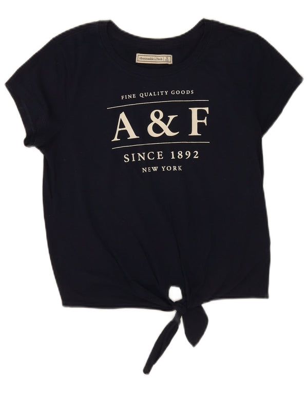 Abercrombie & Fitch Camiseta corta con gráfico para mujer Top UK 10 Small Azul marino