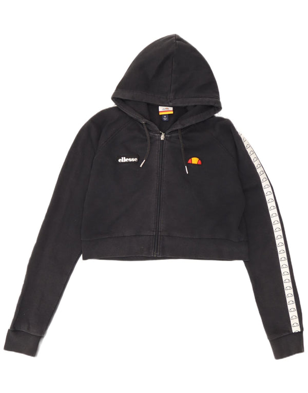 Ellesse Suéter con capucha y cremallera gráfica para mujer Reino Unido 44 Grande Negro Colorblock