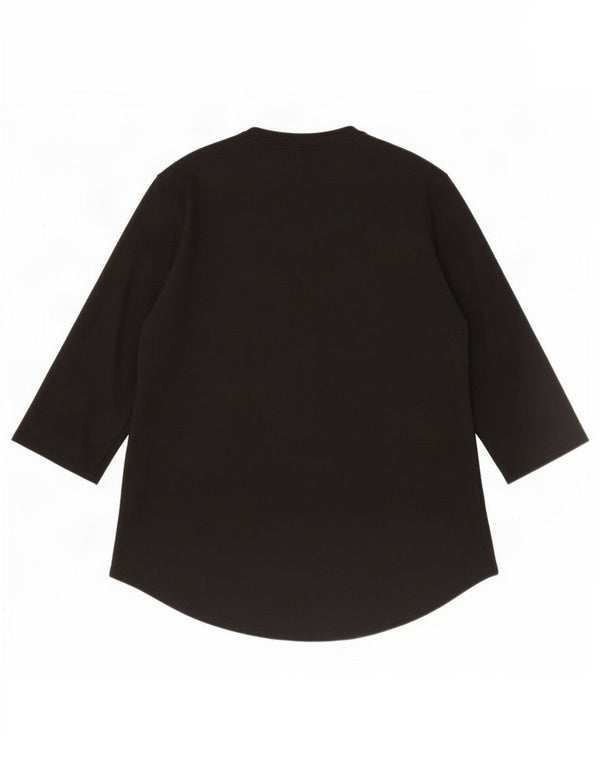 Guess Top con cuello con cremallera para mujer, manga 3/4, UK 12, algodón negro mediano