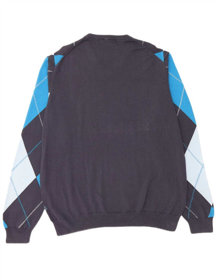 LYLE & SCOTT Jersey con cuello en V para hombre 2XL Azul marino Argyle/Diamante