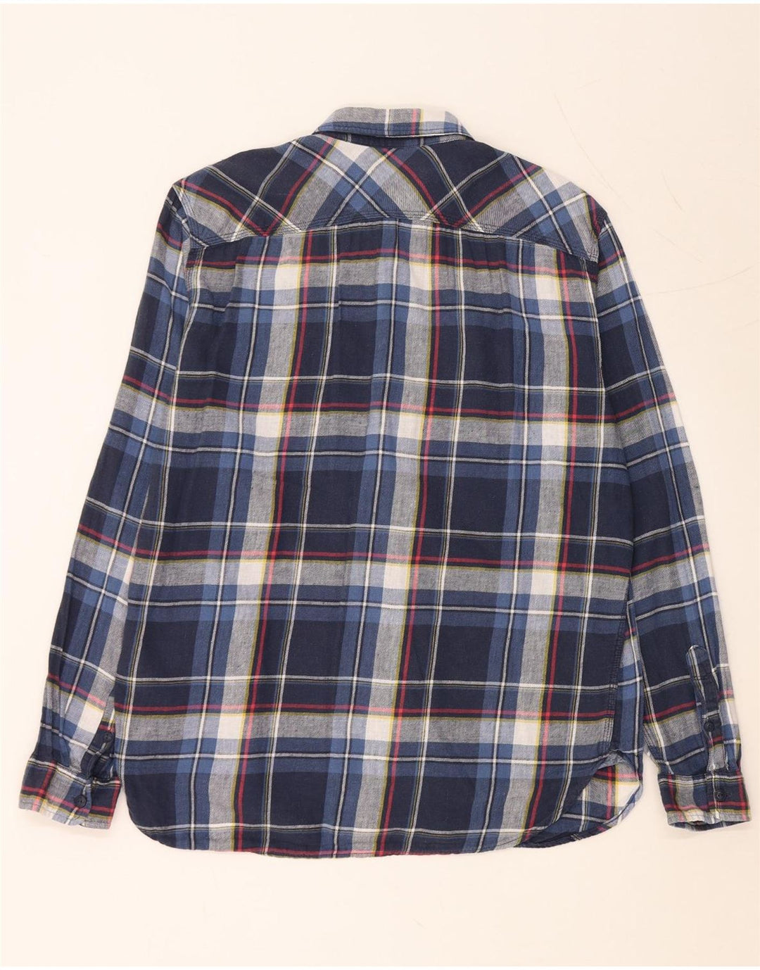 Camisa de franela GAP para hombre de lino a cuadros azul marino grande