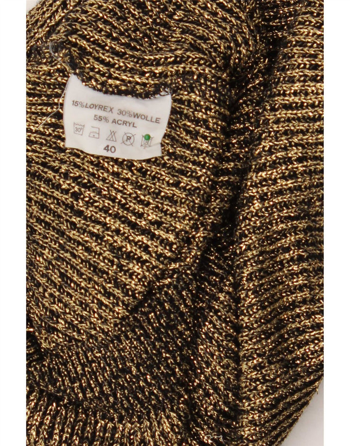 Vintage mujer oversize V-cuello jumper suéter EU 40 oro medio moteado